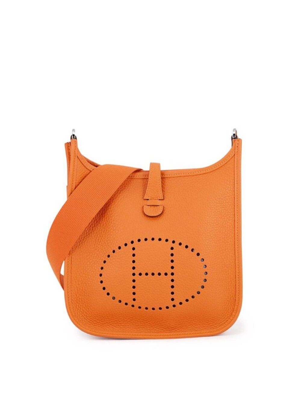 Hermes Shoulder Bag Evelyne 3 23 Orange Silver Taurillon Clemence